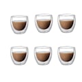 Miniatyrbilde 1 av 5: 6 stk. klare kaffekopper i dobbeltvegget glass for bar, te, melk, juice 80 ml