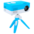 Miniatyrbilde 5 av 8: Mini bærbar projektor LED hjemmekino videomediespiller projektor med stativ 100‑240V hvit blå EU-plugg