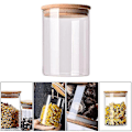 Miniatyrbild 2 av 5: 10-pack lufttäta burkar i glas med lock av bambuträ - förvaringsburkar för kök, matbehållare för te och mer