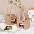Miniatyrbillede 3 af 3: Pakker med firkantede papirgaveposer med håndtag, små indkøbsposer til babyshower bryllup fødselsdag blomsterhandler emballage, 10x10cm