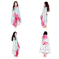 Pikkukuva 2 / 5: Flamingo Kids -hupullinen kylpypyyhe - Nopeasti kuivuva ja erittäin imukykyinen poncho kylpyammeeseen, uima-altaaseen, rannalle ja cover - 127 cm x 76 cm