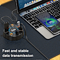 Miniatyrbilde 2 av 4: USB HUB Dockingstasjon med 7 porter, høyhastighets dataoverføring, anti-interferens design, overstrømsbeskyttelse, ekspansjonsdokk, svart 60cm