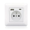 Pikkukuva 1 / 5: Turvallinen ja kiinteä ranskalainen Type-C + USB liitäntäpaneeli, 2 liitäntää + 1 USB portti + 1 Type-C -portti (valkoinen keula)