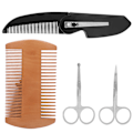 Miniatyrbillede 4 af 8: 4-i-1 Mænds Skæg Formning Styling Kits Skæg Kam Mustache Saks Foldbar Trimning Kam