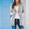 Miniatyrbillede 4 af 5: Twisted V-hals strikket cardigan med knap-lommer til kvinder 2XL Army Green