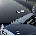 Pikkukuva 4 / 5: 4 KPL 3D Kromi Koiran Tassunjäljet Autotarrat, 3D Autotarrat, Auton Logo Tarra Koriste (Hopea)