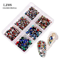 Miniatyrbild 1 av 5: Champagne AB Flatback Nagelkonst Strass Kit, 6 Fack, DIY Manikyr Dekoration, Blandade Färger Nageldesign Verktyg8