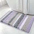 Miniatyrbild 1 av 5: Mikrofiber Randig Badrumsmatta Badrumsmatta (Lila-Grå, 43x61 cm) Extra Tjock, Mjuk och Luddig, Absorberande, Maskintvättbar, Halkfri Badrumsmatta