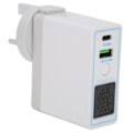 Miniatyrbilde 6 av 8: USB C vegglader PD QC 3.0 2-porters hurtigladerblokk AC100-240V med knappbryterdisplay bærbar lader US-plugg med UK-adapter
