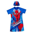 Barn Drenge Spiderman Batman Print Badedragt i Ét Stykke Surfer Badedragt Med Badehætte B B 5-6 Years