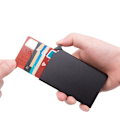 Miniatyrbillede 2 af 8: Aluminiumlegering RFID Anti-tyveri kortholder Automatisk Pop-Up Bankkortboks Visitkort Etui Sort