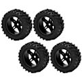 Miniatyrbilde 7 av 8: 4 stk. RC-hjul og dekksett 82 mm foran og bak med flettet mønster for WLToys 144001 1/14 RC Off Road CarBlack