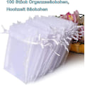Miniatyrbillede 4 af 5: Parti med 100 hvide poser, 7 x 9 cm, organza gavepose, smykkepose, lavendelposer, bryllupsgave
