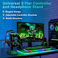 Miniatyrbilde 5 av 5: Gamepad-kontroller og hodetelefonstativ, aluminium og tre gamepad-kontroller og hodetelefonstativ