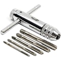 Pikkukuva 5 / 5: Säädettävä T-kahvallinen räikkähanan pidike, jossa on 5 kpl M3-M8 Metric Plug Machine set