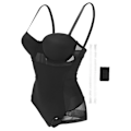Miniatyrbillede 2 af 8: Body Shaping Kvinder Shapewear med BH Slankende Justerbar skulderrem Bodysuit til hele kroppen (Sort)L(36C)