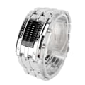 Miniatyrbillede 5 af 8: LED-ur Unik Binær Time Mode Display Konveks buestruktur Vandtæt LED-armbåndsur Elektronisk ur Sølv L