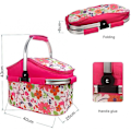 Miniatyrbillede 3 af 4: 20l Isoleret Sammenklappelig Picnic Køletaske Tote Frokosttaske Til Camping Vandreture Strand Grillaftener Udendørs Picnic (pink)