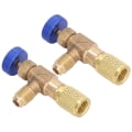 Miniatyrbillede 5 af 8: 2 STK Køleventil Aircondition Kølemiddelkontrolventil Fluorpåfyldningsadapter til R22 R404 R407 1/4SAE gevind