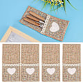 Miniatyrbillede 1 af 5: Naturlige Burlap Lace Serviet Holdere - Sæt med 10, Perfekt til Bryllupsbordsdekorationer
