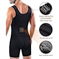 Miniatyrbillede 4 af 5: Fuld krops kompression shapewear til mænd - Sort, 4XL