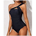 Miniatyrbillede 4 af 5: Stilful Tankini-sæt med én skulder og shorts - badedragt til kvinder XXL sort