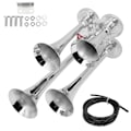 Miniatyrbillede 1 af 8: 4 Trompet Luft Horn Super Høj 135DB Forkromet Zink til 12V/24V Semi Pickup RV SUV