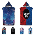 Miniatyrbillede 3 af 5: E-change Hooded Surf Poncho Håndklæde - Badekåbe til voksne med trykt design