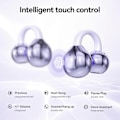Pikkukuva 4 / 5: (Violetti) Avokorva-kuulokkeet Langattomat nappikuulokkeet Bluetooth 5.4 Urheilukuulokkeet Langaton latauskotelo ja LED-tehonäyttö Vedenpitävät kuntoilukuulokkeet