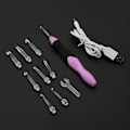 Miniatyrbild 6 av 6: 9 i 1 USB uppladdningsbar LED Light Up Weave Virknålar Set med rosa case