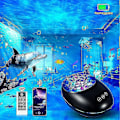 Miniatyrbillede 1 af 5: Projektor Natlampe Med Fjernbetjening Og Timer, USB Genopladelig, Bluetooth Projektorlampe Med 8 Farvetilstande Og 8 Naturmelodier Kompatibel Ki