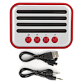 Pikkukuva 1 / 8: Vintage langaton Bluetooth-kaiutin, pieni äänikaiutin, kannettava radio, matkapuhelin, minialakaiutin, punainen