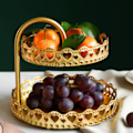 Miniatyrbillede 6 af 8: Dobbelt lag kagefad dekorativ kobber guld kiks dessert display fad til bryllup kærlighed hjerte