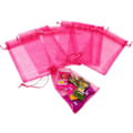 Miniatyrbilde 4 av 5: 100 stk. Organza Poser 4x6 Tommer, Hot Rose Små Smykkeposer Snøring Mesh Gaveposer Bryllupsfest Favor Julegodteposer