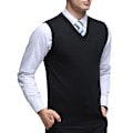 Miniatyrbillede 2 af 3: Høst V-hals Solid Strikket Vest til Mænd 2XL Sort