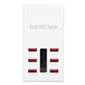 Miniatyrbilde 2 av 8: 100-240V 6-porters hurtig multi-USB-lader stasjonær mobiltelefon ladestasjon dokkingstasjon 30WEU-plugg