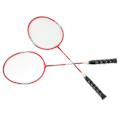 Miniatyrbild 7 av 8: 2 st badmintons racket i ferroalloy integrerad primär badminton racket med nylonhandtag röd