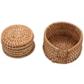 Miniatyrbillede 1 af 5: 6 stk./ Drikke brikker sæt rundt bordservice rattan væv diameter 8 cm