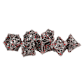 Miniatyrbild 6 av 8: 7-delad metalltärningssats ihålig polyhedral tärning robust mångsidig för brädrollspel gråaktig röd