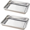 Miniatyrbillede 1 af 5: Bageplade Sæt med 2, Bageplader i rustfrit stål til ovn, Non-stick, Spejlfinish, Ikke-giftig & Sund bageplade, Nem rengøring & Opvask