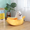 Miniatyrbilde 2 av 5: Innendørs Kattehus Seng, Myk Bananformet Seng for Katt og Hund, Gul, M(55*20*17cm) - for Kjæledyr under 2.5kg
