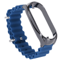 Miniatyrbilde 8 av 8: Myk silikonklokkerem med beskyttende støtfangerveske i rustfritt stål Passer til Mi Band 7 Midnight Blue