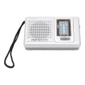 Pikkukuva 1 / 8: AM FM-radio, batteridriven, inbyggd högtalare, bärbar fickradio för utomhusresor, silvergrå