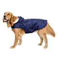 Miniatyrbilde 1 av 5: Justerbar pustende blå hunderegnfrakk for store og mellomstore hunder - Reflekterende striper, hetteponcho, vanntett hundeklær, regnjakke.