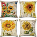 Miniatyrbilde 1 av 5: Høst Putetrekk 45x45 cm Sett med 4 Utendørs Dekorasjoner Pynteputetrekk Høst solsikke innhøsting Lin Putetrekk til Thanksgiving, Sofa og