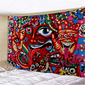 Miniatyrbild 2 av 5: (Ansikte, L / 150x200cm) Psykedelisk Arabesque Tapestry Väggbonad Hippie Väggbonad Abstrakt Retro Mönster Tapestries Magisk Fraktal Tapestry för B