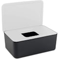 Miniatyrbilde 1 av 4: Våtserviettdispenser Plast Oppbevaringsboks med Lokk for Soverom 18.5x12x7cm - Hvit+Svart