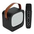 Miniatyrbild 3 av 8: Mini Karaoke Maskin Bärbar Bluetooth Högtalare Med Trådlös Mikrofon Bas Diskant Justering Svart