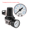 Miniatyrbillede 3 af 8: Pneumatisk regulator Justerbar lufttryk Kompressor Kontrolventil Måler G1/4 Tilslutning