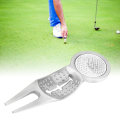 Miniatyrbilde 6 av 8: Sinklegering Golf Divot reparasjonsverktøymagnet med markørlinje for trening (sølv)